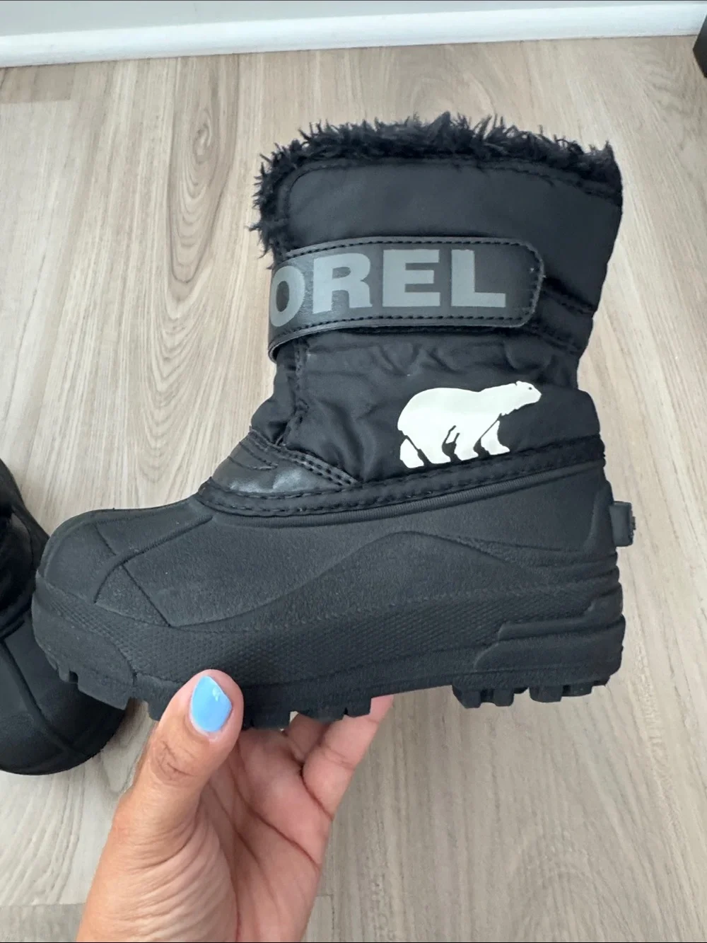 Sorel Black Kids Winter Boots with Faux Fur Trim